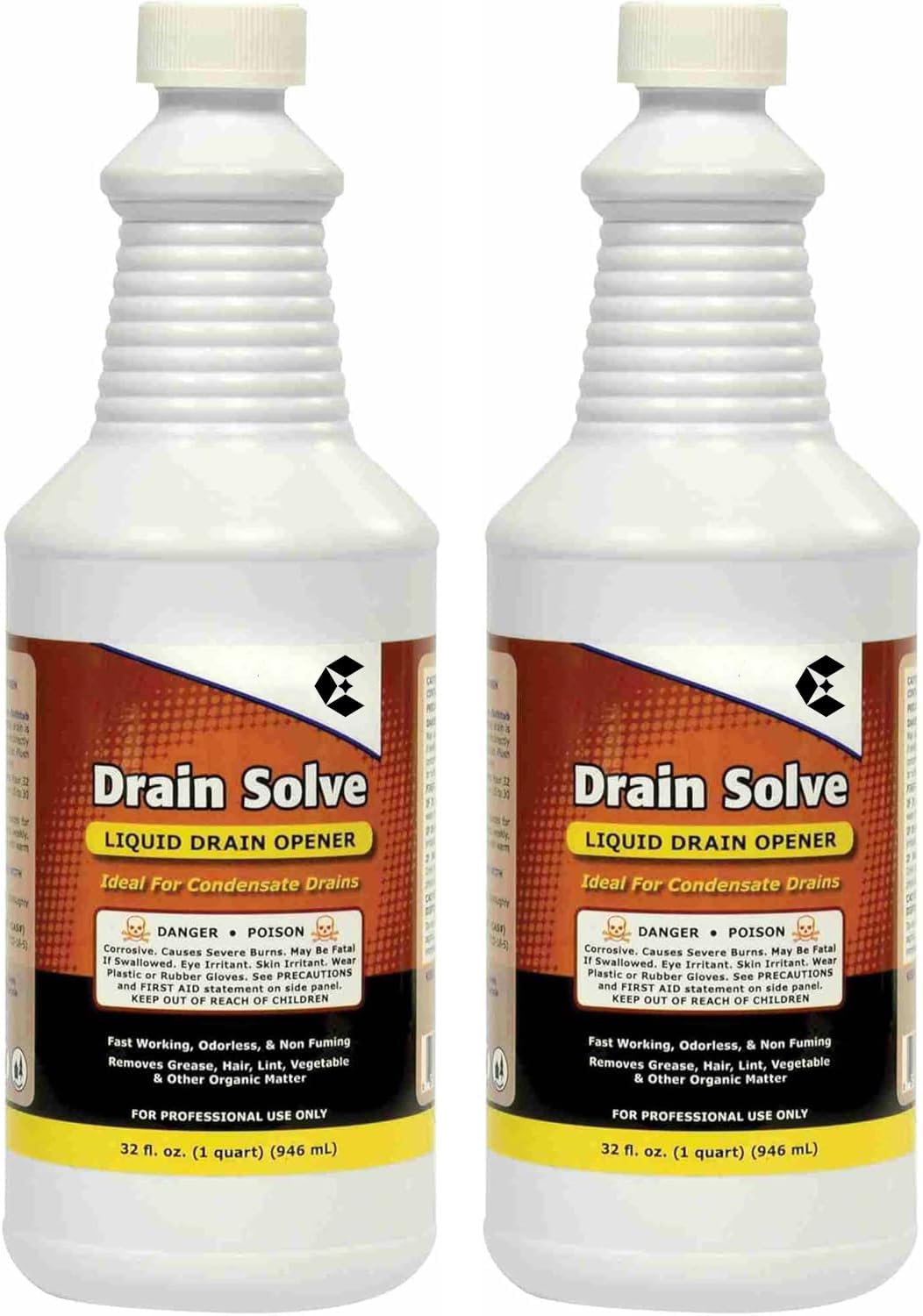 2 Pack 32oz Liquid Drain Opener Cleaner Ready To Use, Unscented, NSF Rated, Clear Perfect For Clogged A/C Condensate Lines, Kitchen, Bathtub, & Lavatory Drains