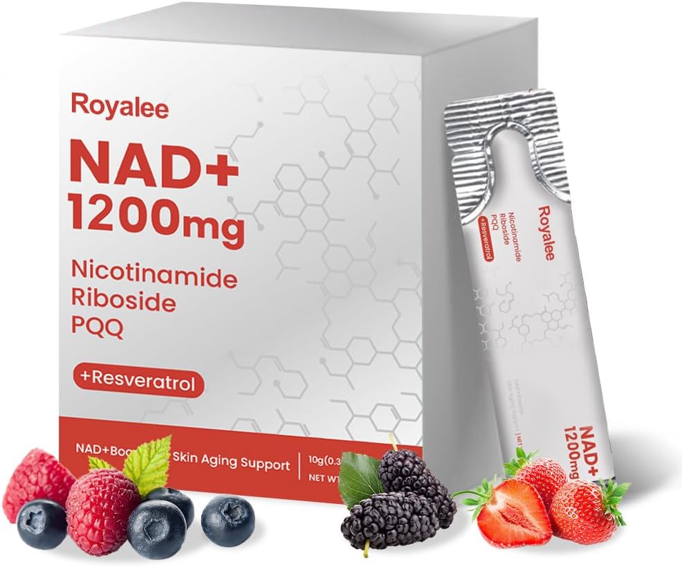 NAD Supplement 1200mg Synergistic Blend with Nicotinamide Riboside, PQQ & Resveratrol - Premium Anti-Aging Supplement for Cellular Energy, Mental Clarity and Longevity (30 Packets)1