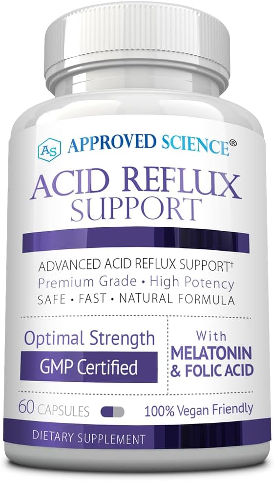 Approved Science® Acid Reflux Support - with Melatonin, Marshmallow Root, L-Taurine - 60 Capsules - Vegan