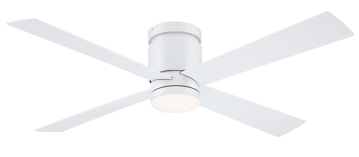 Fanimation Kwartet 52-in Color-Changing Integrated LED Outdoor Flush Mount Matte White with Matte White Blades Ceiling Fan With Light - Remote Included ( 4 -Blade ) 5326649