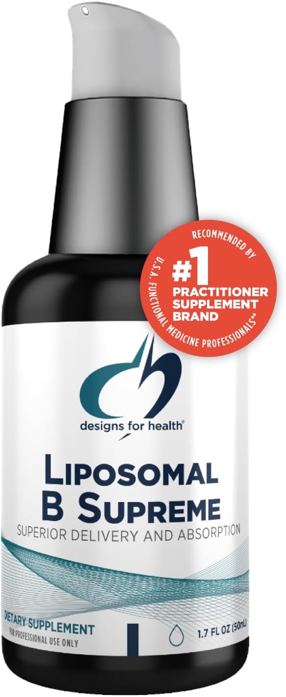 Designs for Health Liposomal B Supreme - Liquid B Vitamin Complex with Superior Absorption - Folate, Vitamin B12, B6, Biotin, TMG + More - Oral Delivery Pump with Citrus Flavor (50 Servings / 1.7oz)