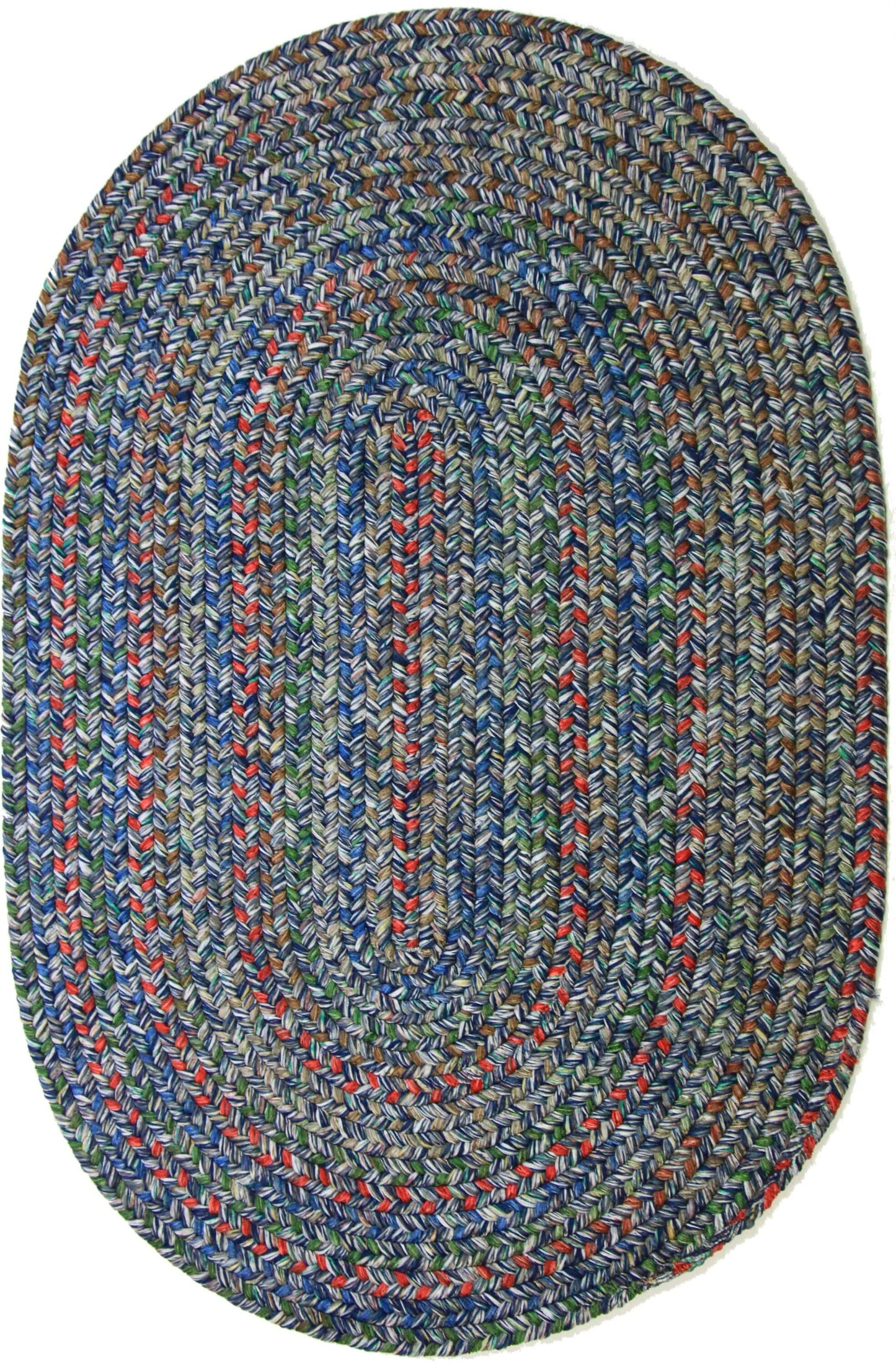Rhody Rug 8 x 11 (ft) Braided Denim Oval Indoor/Outdoor Geometric Area rug