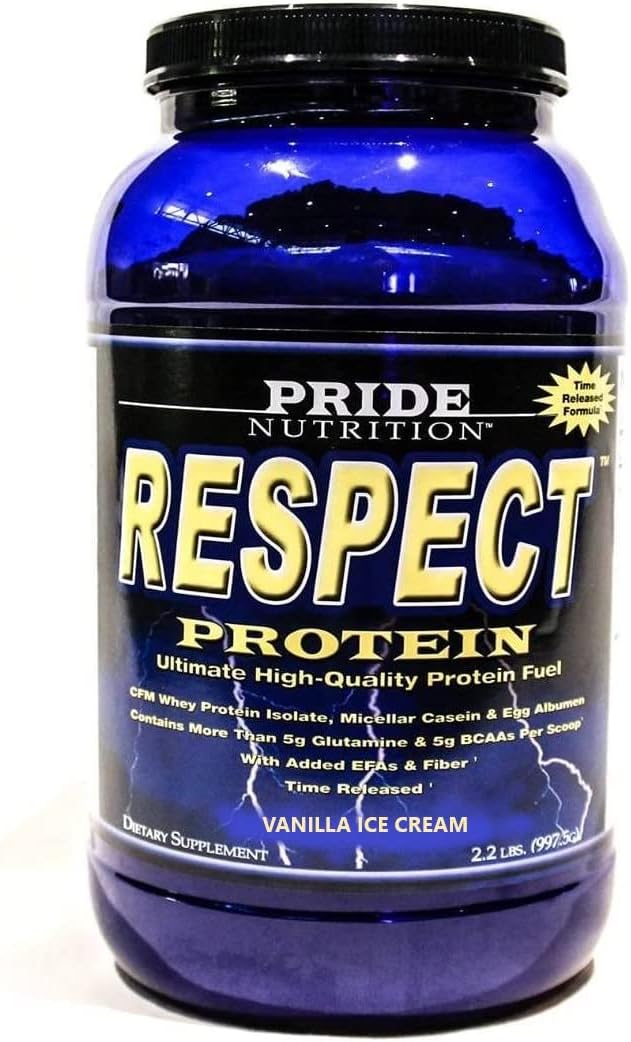 Respect Protein Vanilla Ice Cream Time Released Protein Shake Whey Protein Isolate Micellar Casein Flax Fiber Post Workout Meal Replacement Powder