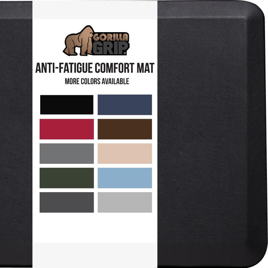 GORILLA GRIP Comfortable Cushioned Kitchen Mats for Floor, Waterproof and Stain Resistant Soft Top, 3\/4 Inch Thick Ergonomic Standing Desk Anti Fatigue Mat, Foam Supports Ankles and Feet, 17x24, Black