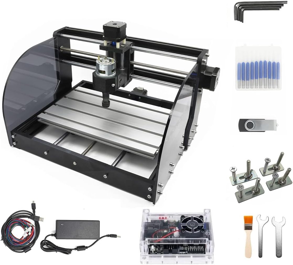 CNCTOPBAOS CNC 3018-PRO-MAX 3 Axis Desktop DIY Mini Wood Router Kit Engraver Woodworking PCB PVC Milling Engraving Carving Machine GRBL Control with ER11 Collet (3018-PRO-MAX)
