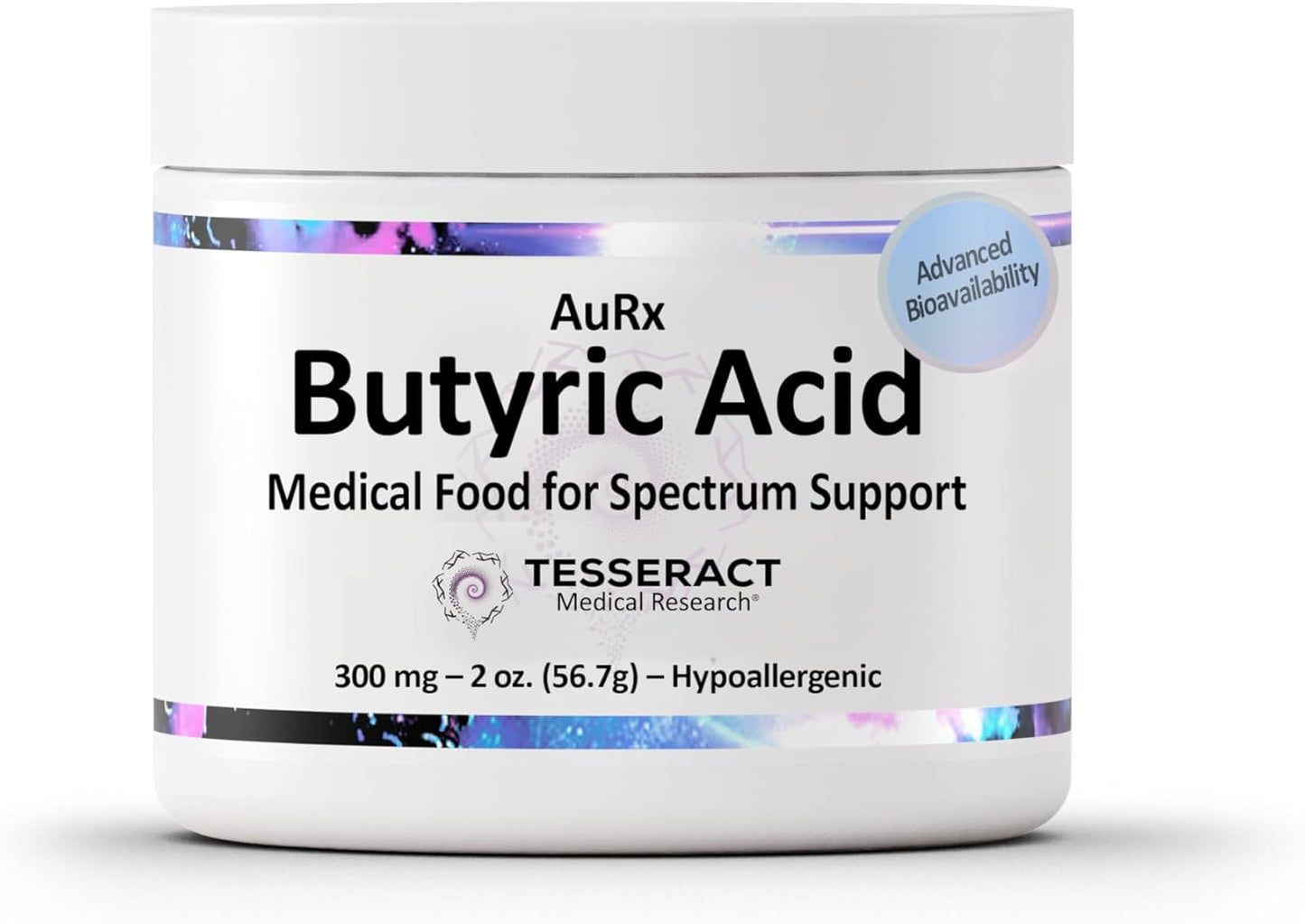 AuRx Autism Spectrum Medical Food Powder to Support Gut Health, Stabilized Butyric Acid Supplement in a Palatable-Tasting Powder for ASD Children, Hypoallergenic, 2 Ounces