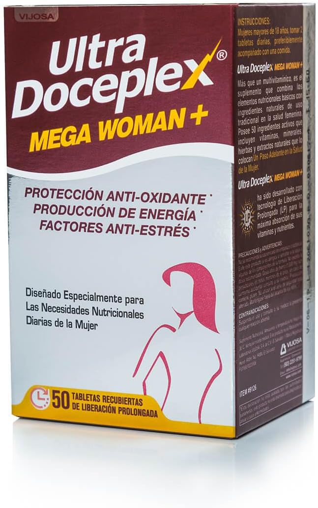 Ultradoceplex Mega Woman+ (50 Tablets) - Antioxidant Protection, Energy Production, Anti-Stress Factors | Daily Nutritional Support for Women