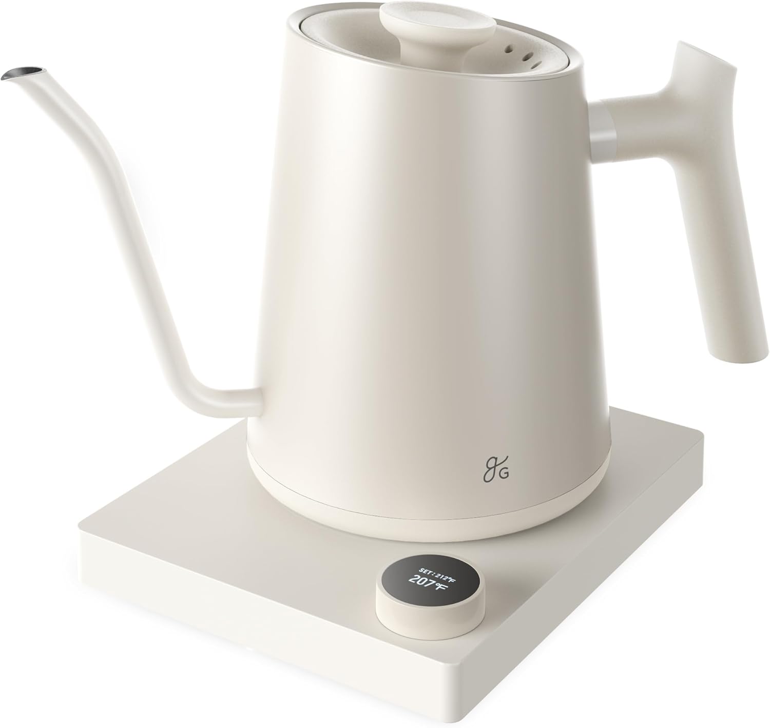 Greater Goods Electric Gooseneck Kettle, 1200W Stainless Steel with Precision Temperature Control, Fast Boil, BPA-Free, Ideal for Pour Over Coffee and Tea,1L (Birch)