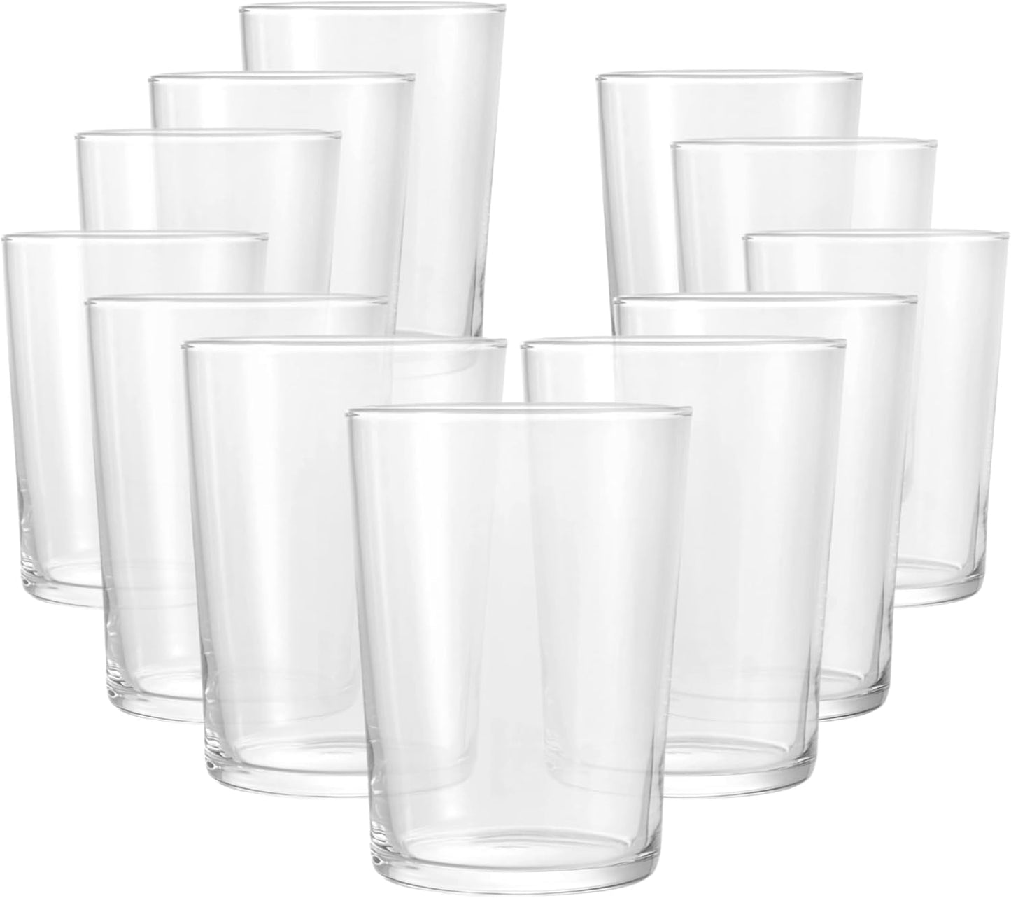 Bormioli Rocco Bodega Collection Glassware \u2013 Set Of 12 Maxi 17 Ounce Drinking Glasses For Water, Beverages & Cocktails \u2013 17oz Clear Tempered Glass Tumblers, Transparent