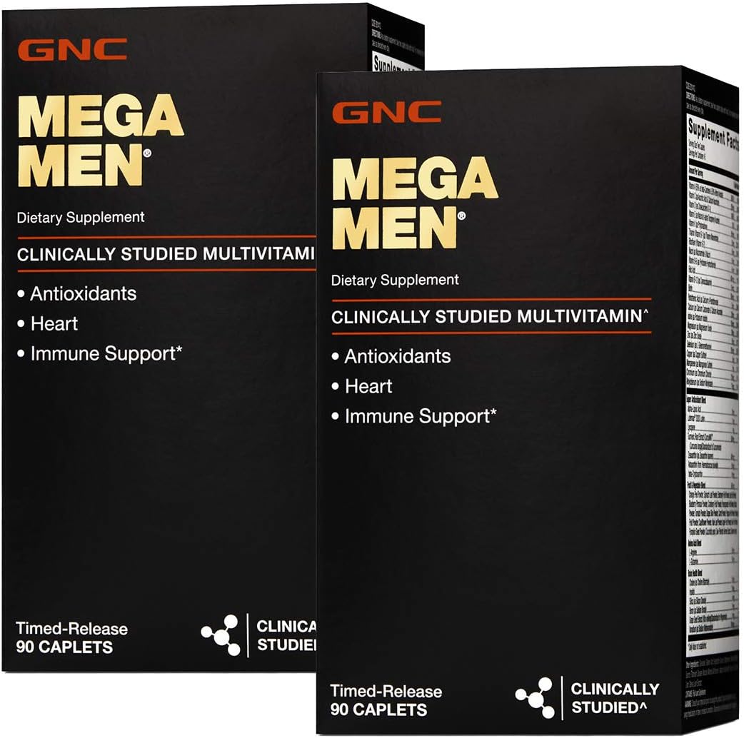 GNC Mega Men Multivitamin | Heart Health, and Immune Support | Twin Pack (2 x 90 Count)