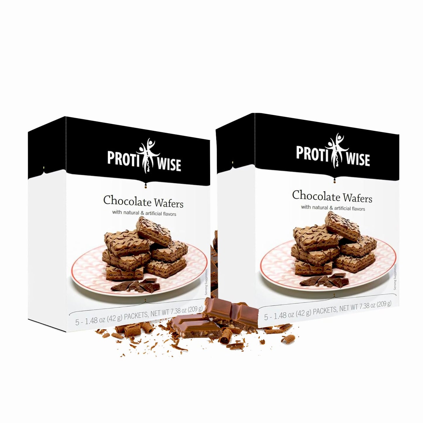 ProtiWise High Protein Wafers | Chocolate | 15g Protein Per Serving, Low Carb, Low Sugar, High Fiber Snack | Gluten-Free, Keto-Friendly Diet for Hunger Control & Weight Loss | Pack of 2 (5/Box)