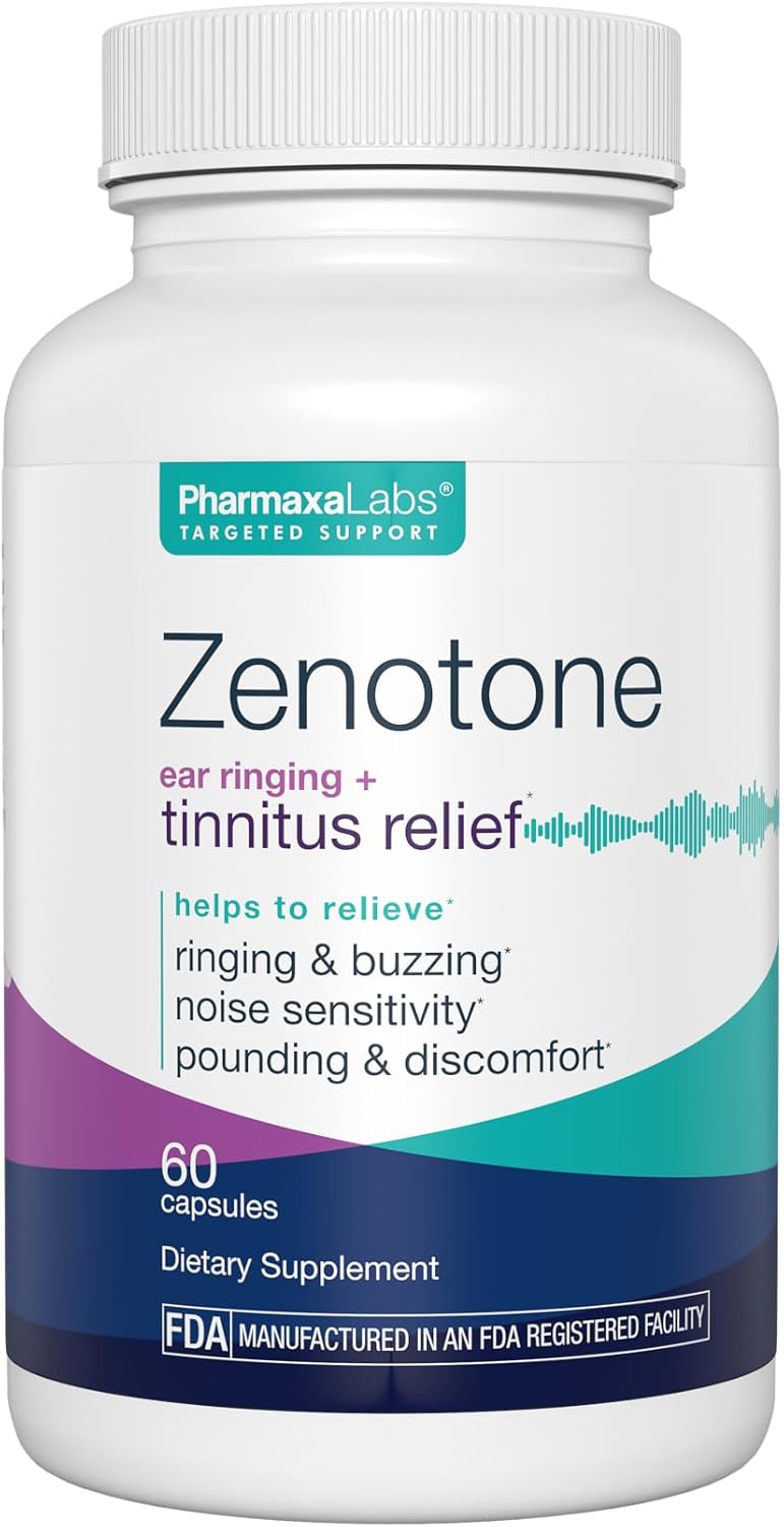 Zenotone Tinnitus Relief Supplement - Auditory & Ear Health Support - Promotes Clear Sound - Aids in Reducing Ringing - Juniper & Hawthorn Berry, Garlic, Hibiscus, Vitamin C B-3, 6 & 12 (60 Capsules)