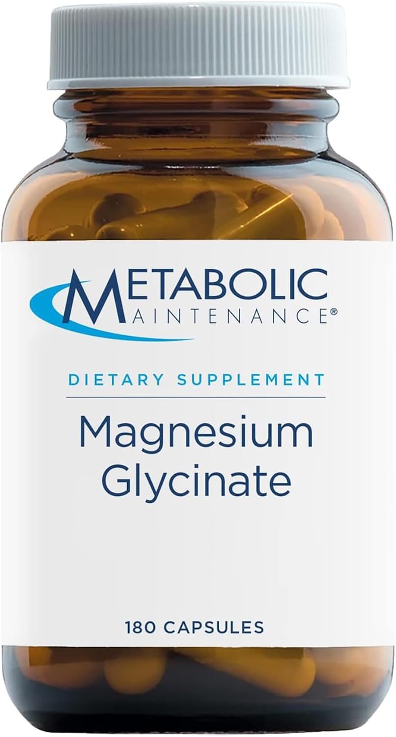 Metabolic Maintenance Magnesium Glycinate - Pure Magnesium Glycinate Powder Capsules with Vitamin C, Chelated Mag for Sleep Health and Calm, 125 mg Mag Bisglycinate - 180 Capsules