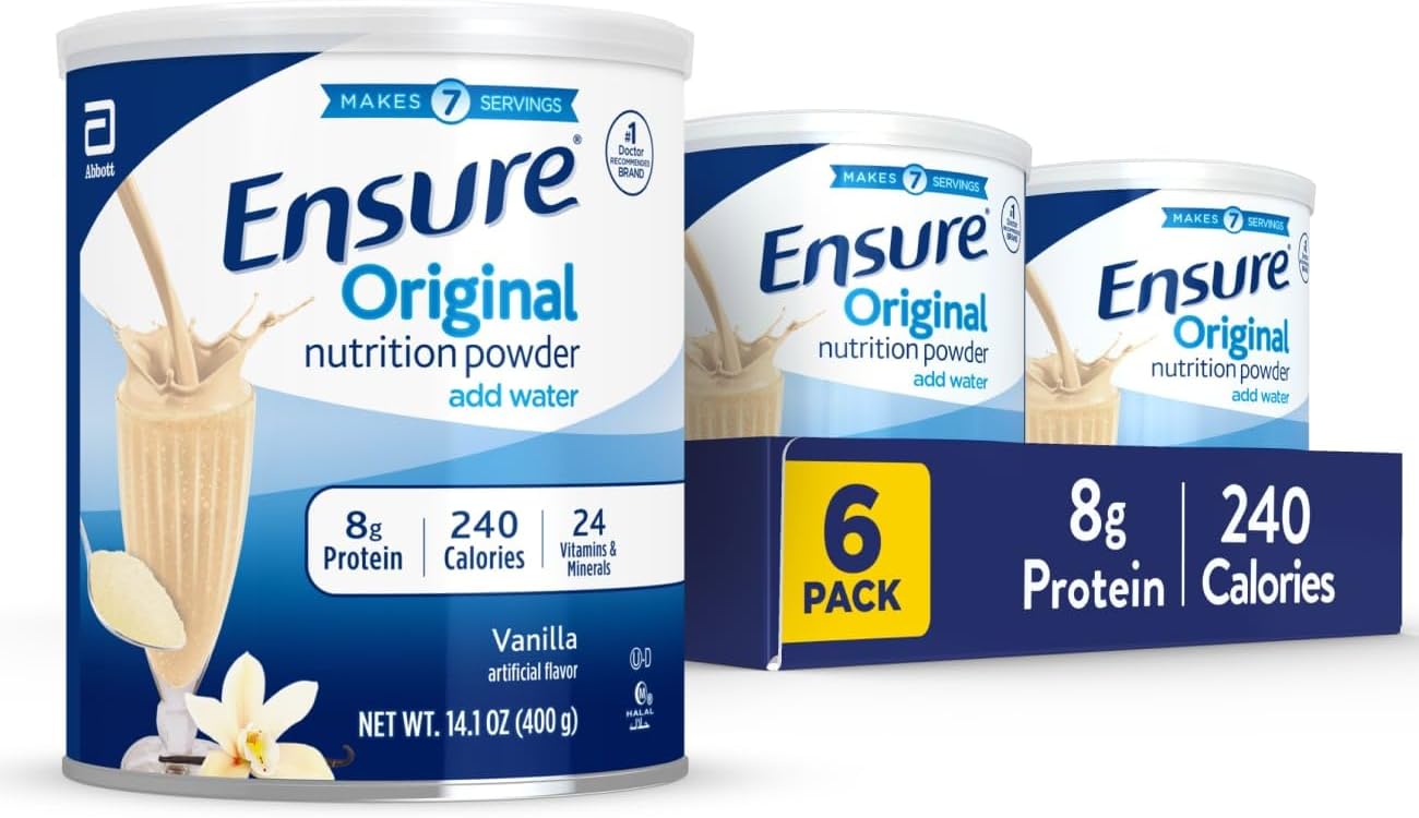 Ensure Original Vanilla Nutrition Powder | Vanilla Protein Powder | Small Meal Replacement Shake Mix | 8g Protein, 24 Vitamins & Minerals | Immune Health | 14.1 oz - 6 pack