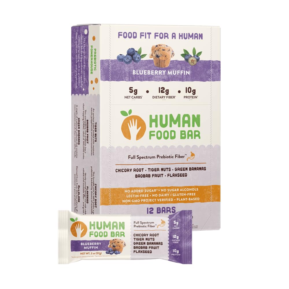 Human Food Bar | Bluberry Muffin Flavored Nutrition Bar (12 Count)