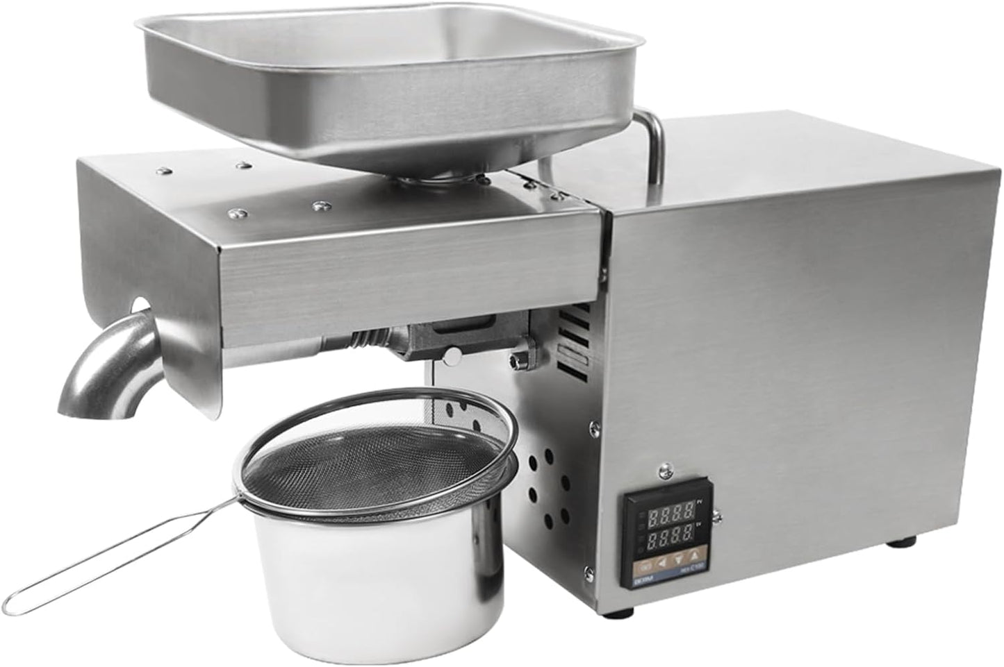 Automatic Oil Press Machine Stainless Steel Presser Intelligent Control Hot\/Cold Oil Press for Nuts Walnut Linseed Olive Kernel Almond Rapeseed Sesame (1500W(2 kg per hour))