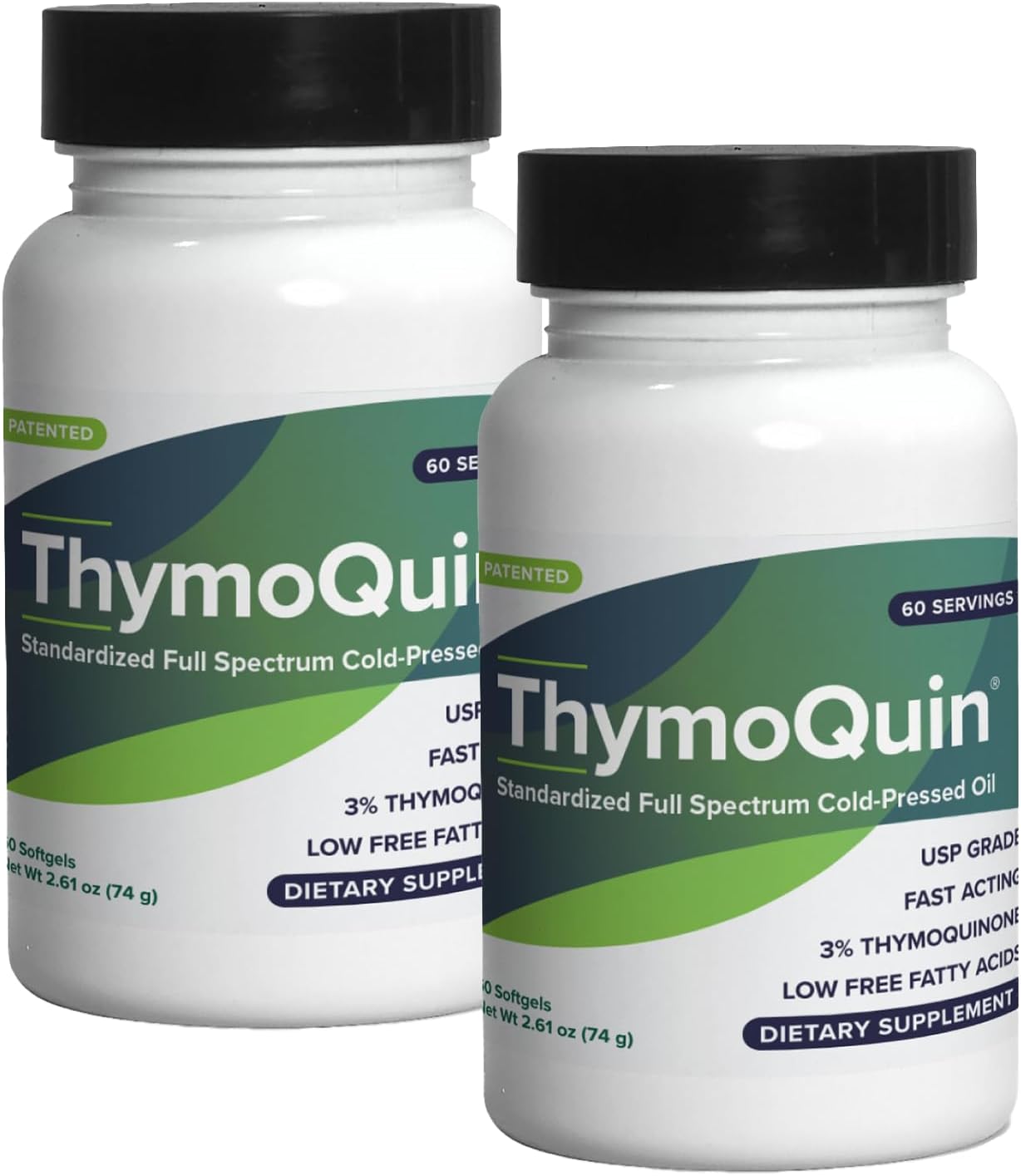 ThymoQuin Cold Pressed Black Seed Oil Capsules for Skin, Joint, Metabolic & Immune Health | USP-Grade, Full-Spectrum Formula with 3% Thymoquinone | Non-GMO Black Cumin Seed Oil | Pack of 2