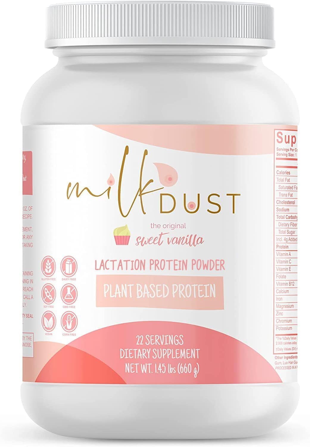 MILK DUST Protein Powder 660g | Breastfeeding Powder for Nursing Moms | Lactation Support Pea Powder | Vegan & Dairy-Free | Sweet Vanilla | 22 Servings (Vanilla.)