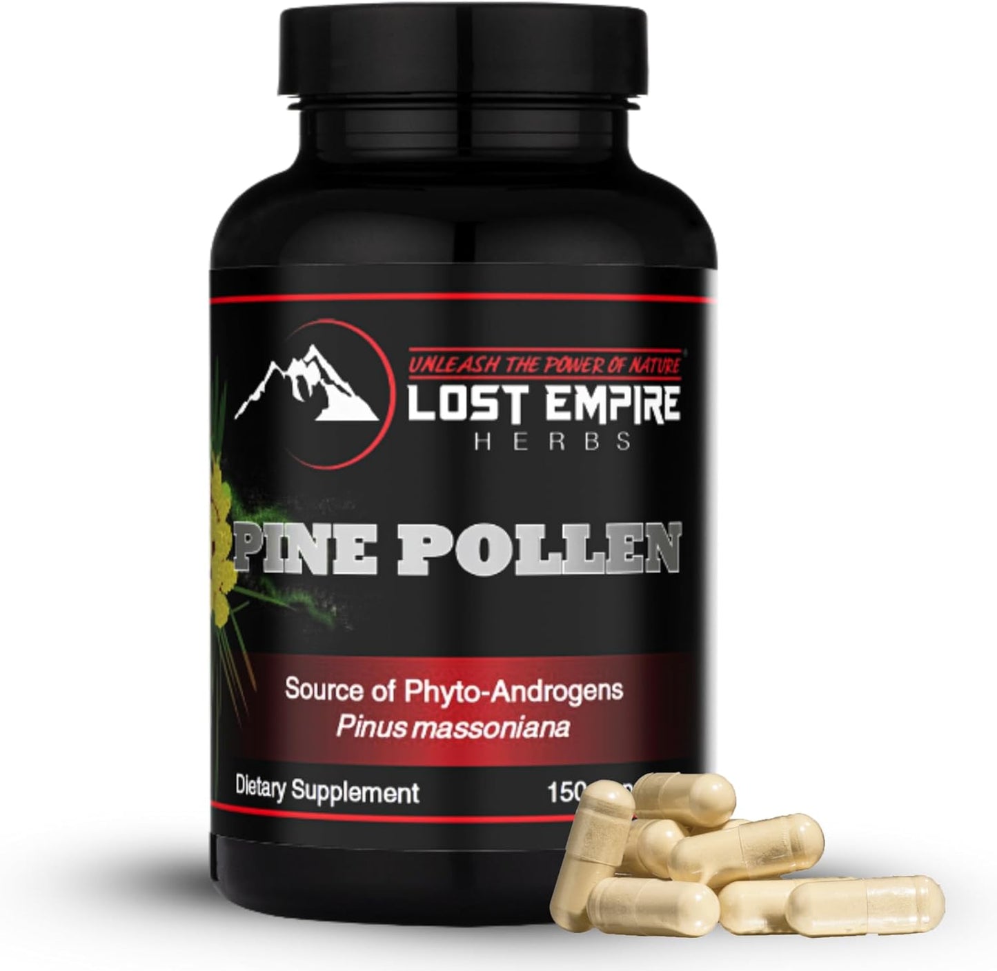 Pine Pollen Capsules - Non-Irradiated, Wild Harvested, Cell Wall Cracked Powder - Supplement Great for Men and Women for Energy, Vitality and Immunity (150 Capsules)