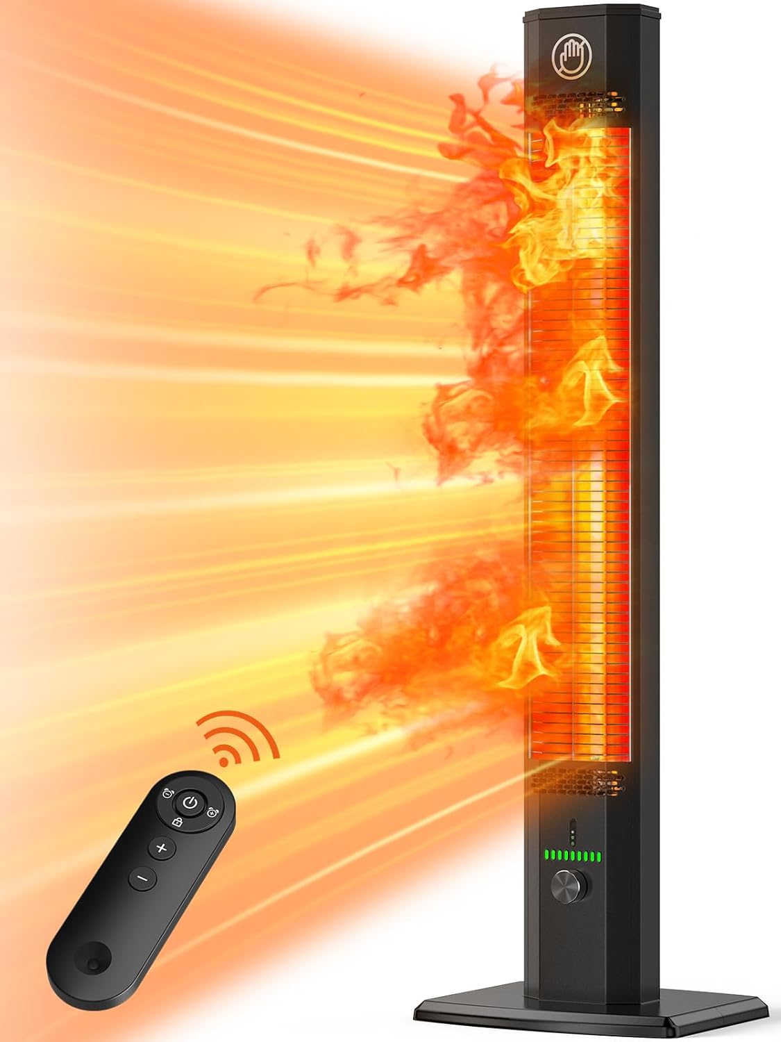 BALKO 42INCH Outdoor Heater, 9 Heat Levels & 540Min Timer, Child Safety Lock, IP65 Waterproof Garage Heater, 1500W Infrared Heating,Tip-Over & Overheat Protection, Patio Heaters for Outdoor Use Indoor