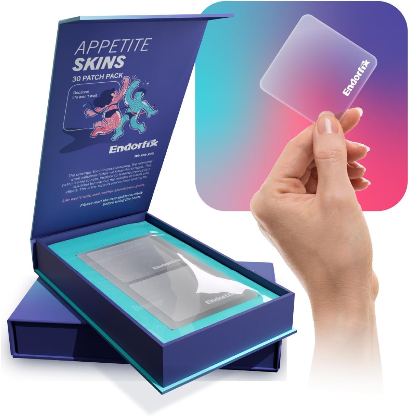 Appetite Support Skins – 30 Daily Transdermal Patches – with Green Tea Extract, Yerba Mate Extract, 5-HTP, Forskolin, Garcinia Cambogia – Plant-Based Craving Support,Vegan, Sugar-Free