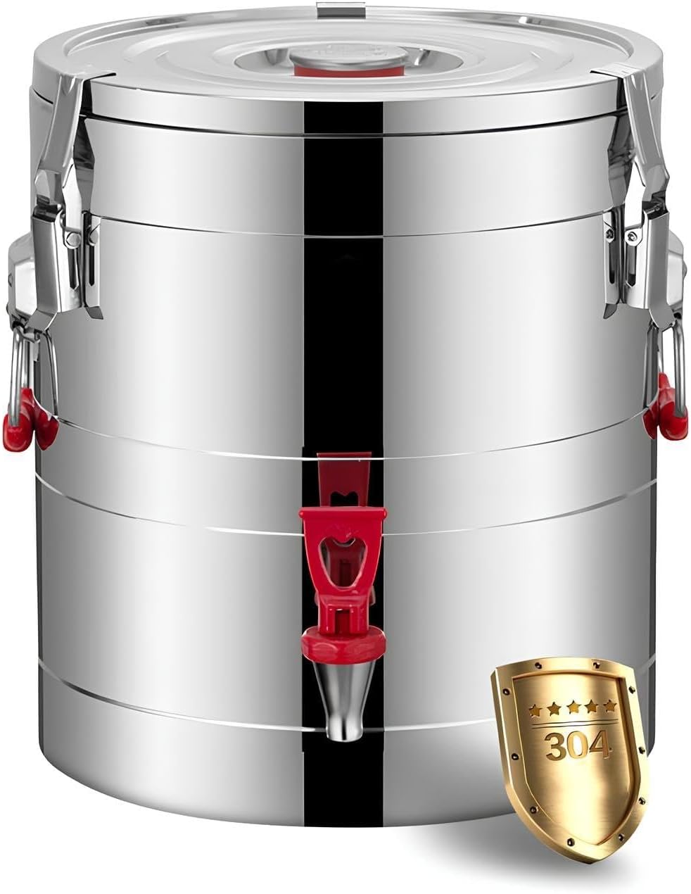 BAOTEDSL 304 Stainless Steel Insulated Bucket Thermal Hot and Cold Drink Server Dispenser with Spigot Handle, Food-Grade for Hot Tea Coffee Water Restaurant Drink Shop,40L