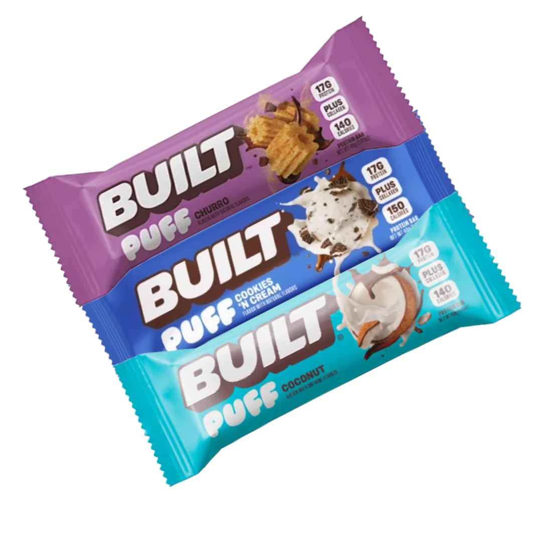 Puff Bars Protein Plus Collagen | 9 pack | 3 Flavors | Churro | Cookies & Cream| Coconut | 17g Protein Bar