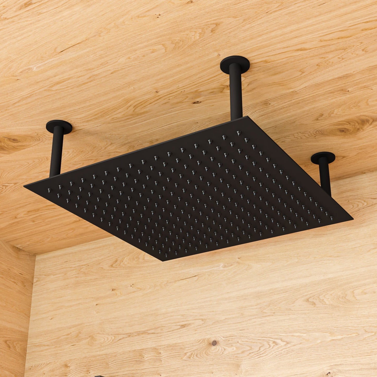 ALFI Black Matte 24-in Square Fixed Rain Shower Head 1.8 GPM