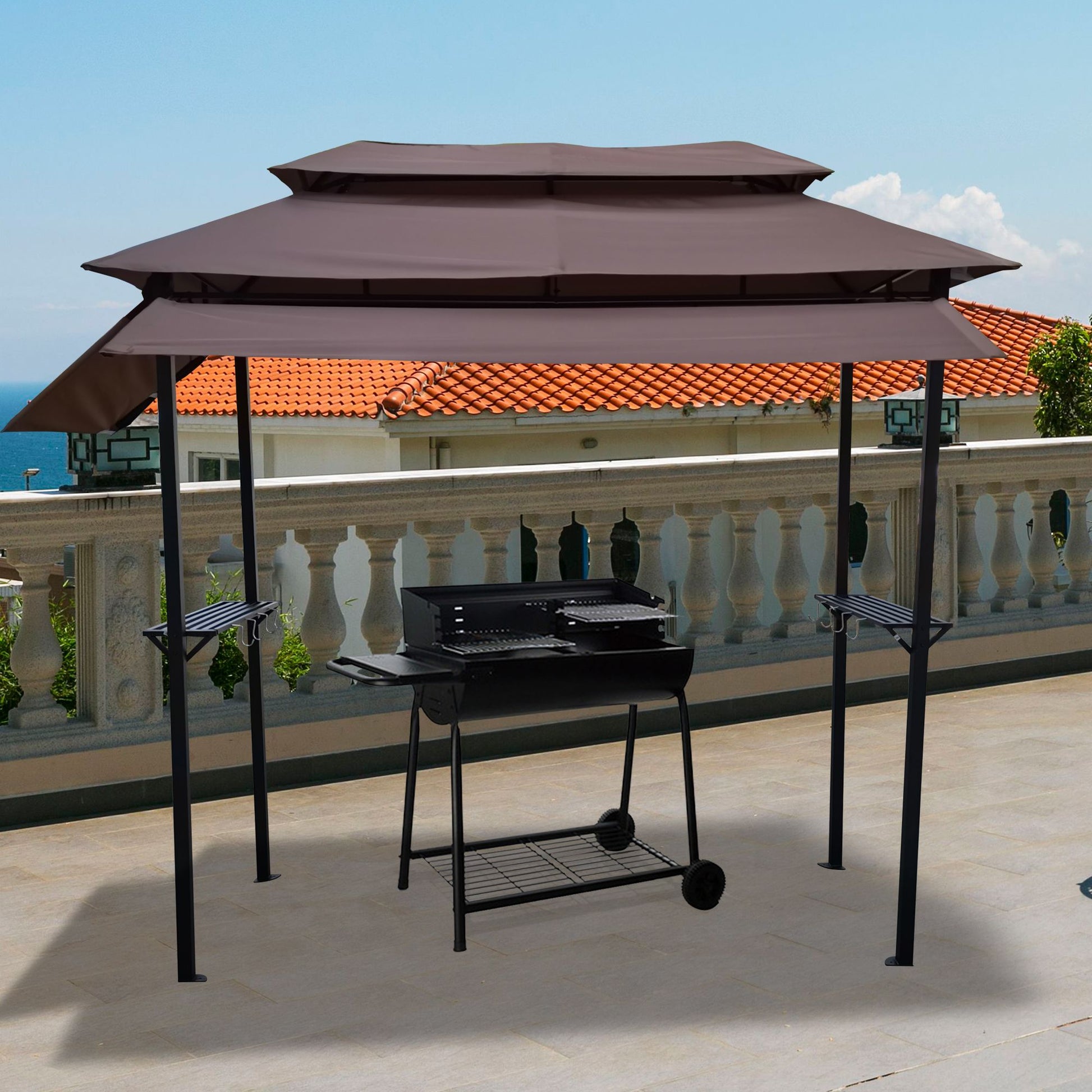 Yiekholo 9.35-ft x 5.41-ft Light Brown Grill Gazebo