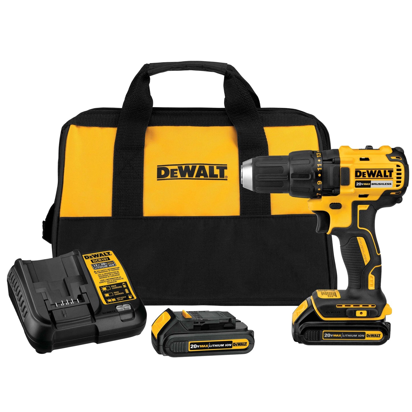 DEWALT 20-volt Max 1/2-in Keyless Brushless Cordless Drill (2-Batteries Included, Charger Included and Soft Bag included)