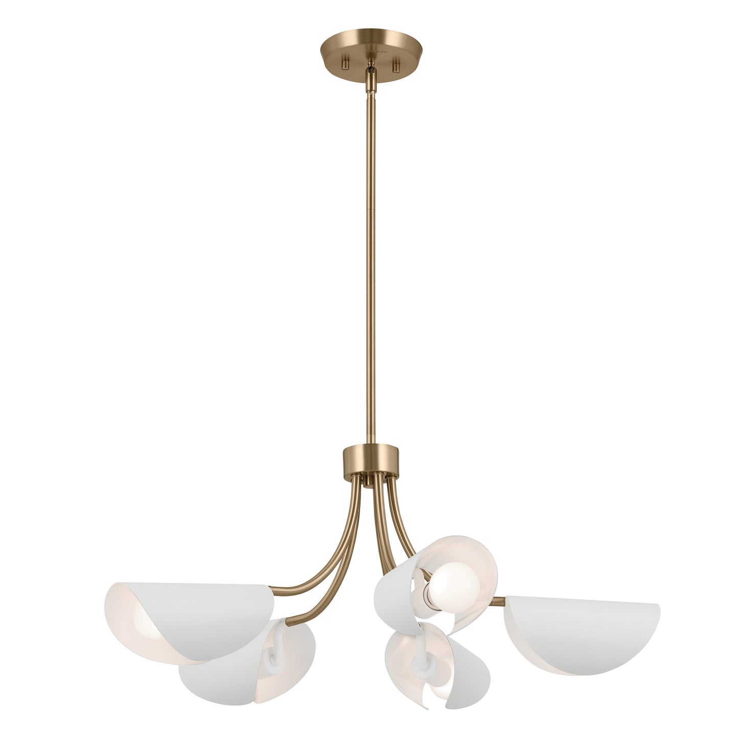 Kichler Arcus 5 -Light Gold Mid-century For Use in Bedrooms, Dining Rooms, Foyers, Kitchens, Living Rooms Chandelier 5384775