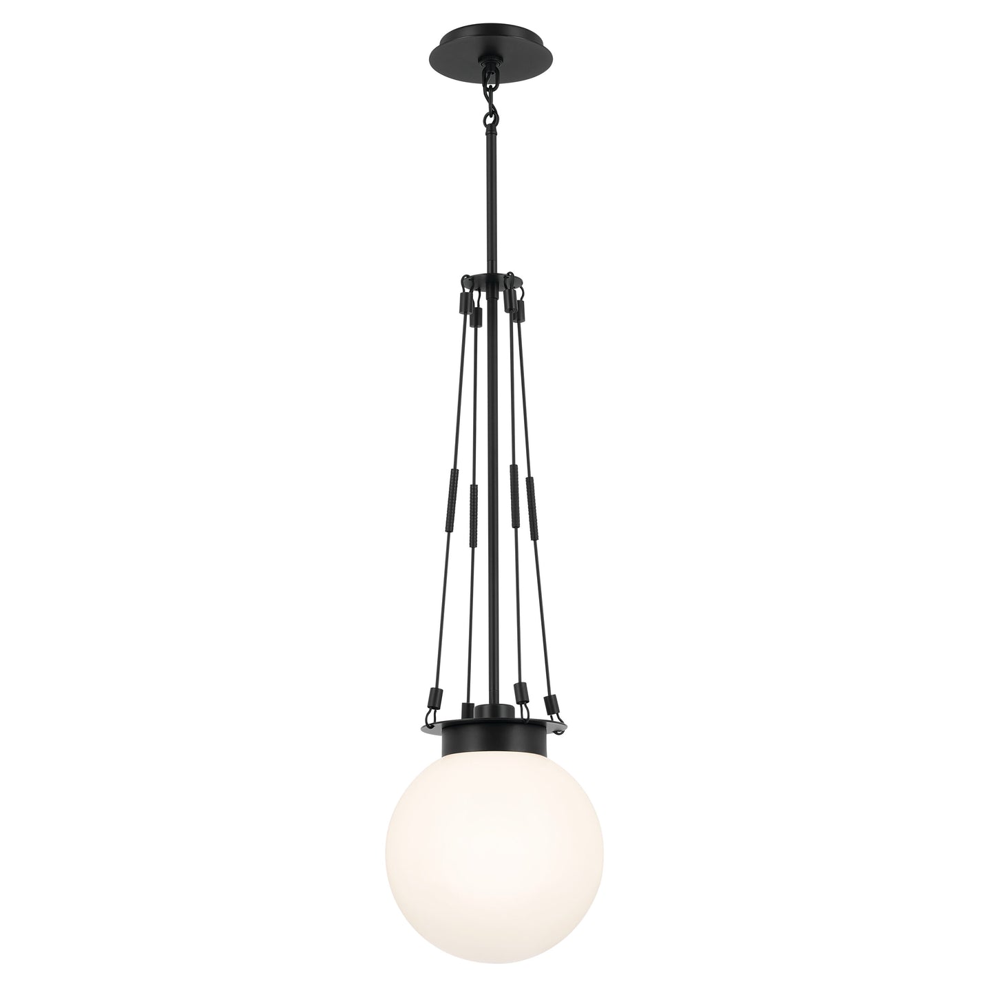 Kichler Albers 1 -Light Black Modern/contemporary Opal glass Globe Medium Hanging Pendant light