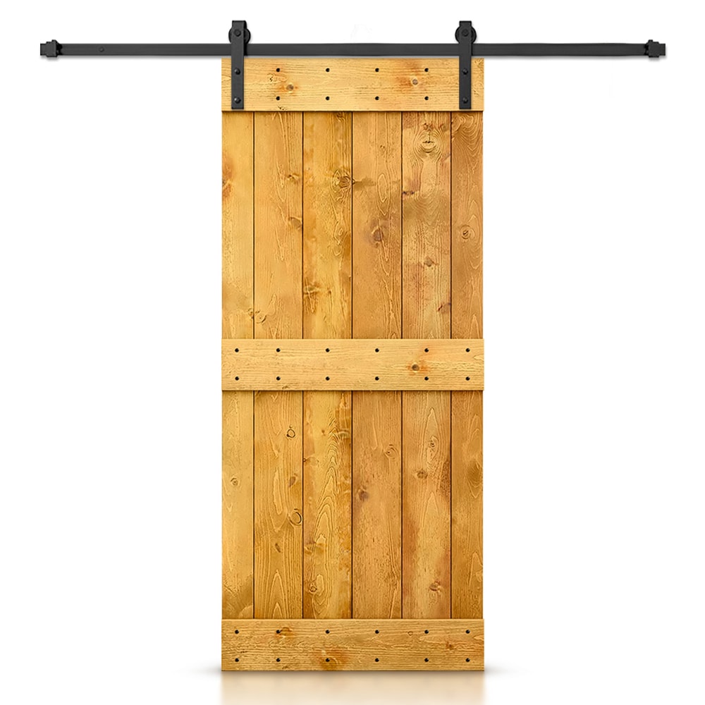CALHOME 36-in x 84-in Colonial maple Pine Wood Solid core Single Barn Door (Hardware Included)