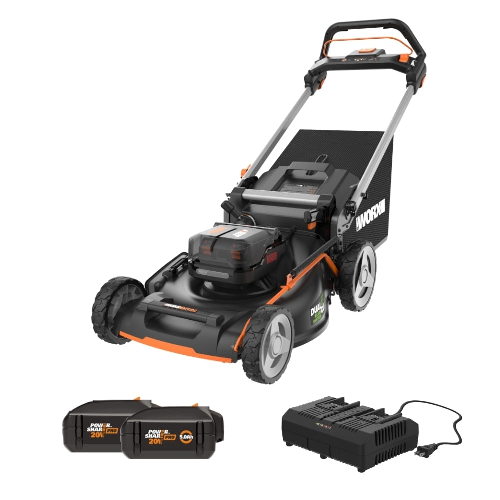 WORX 40-volt 21-in Cordless Self-propelled Lawn Mower 5 Ah (2-Batteries and Charger Included) WP773