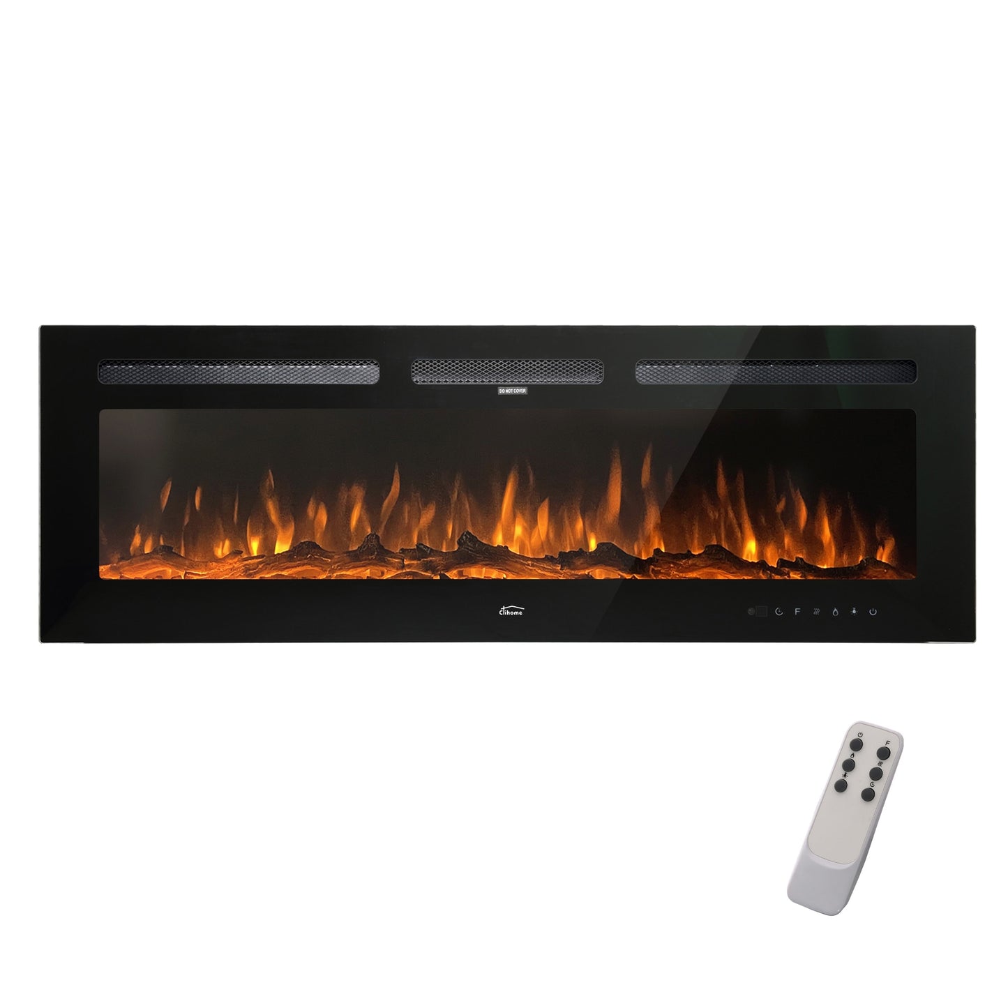 Clihome 60-in W Black Wall mount LED Wall-mount Electric Fireplace with Remote Control Included