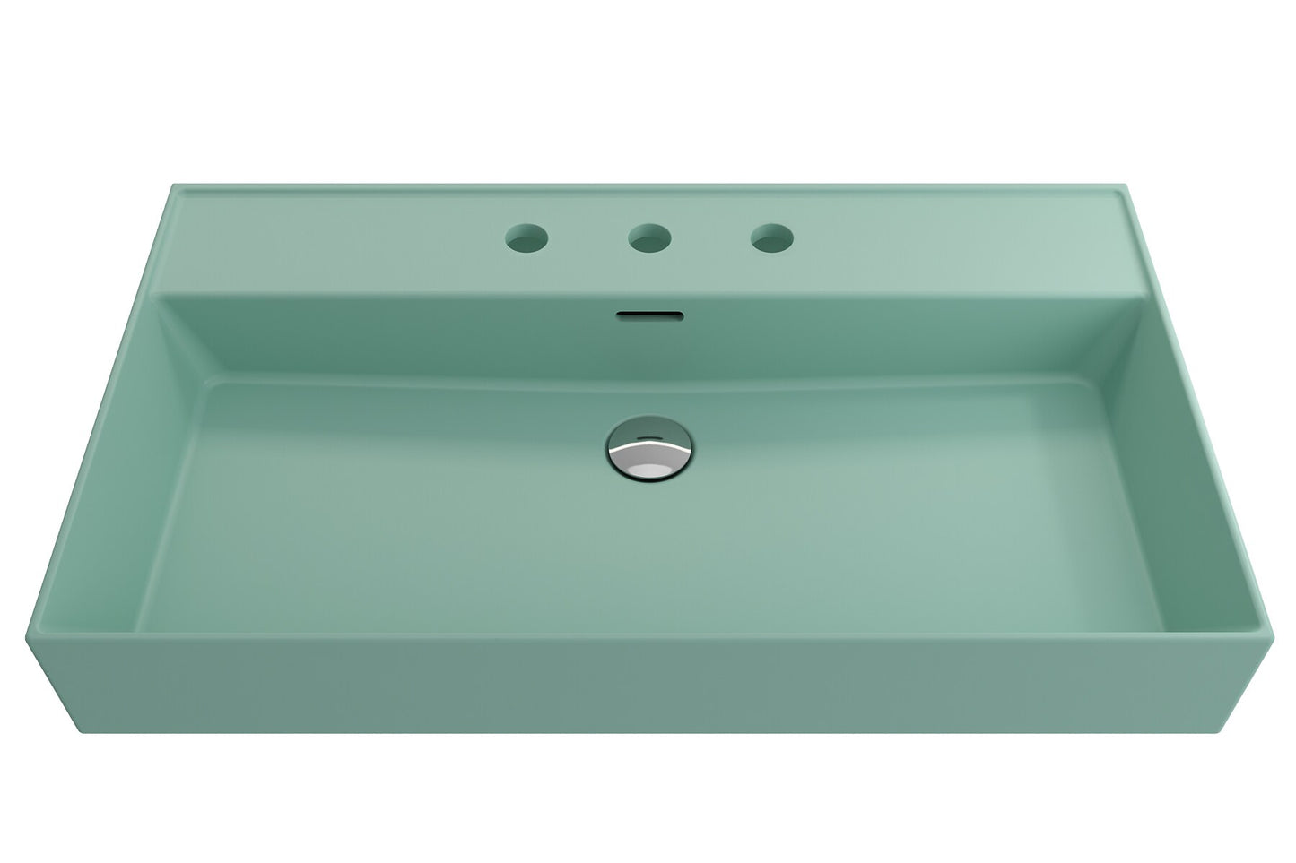BOCCHI Fire clay Wall-mount Rectangular Modern Matte Mint Green Bathroom Sink ( 32-Inches x 18.25-Inches )