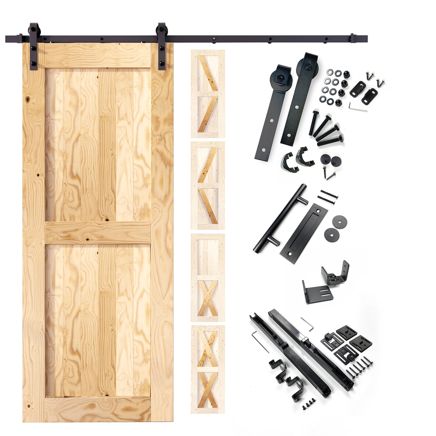 HOMACER 42-in x 84-in Unfinished Unfinished Pine Wood Solid core Single Barn Door (Hardware Included)