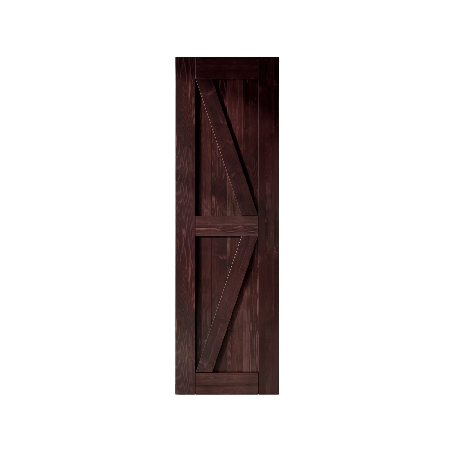 HOMACER 30-in x 84-in Red Mahogany K-frame Pine Wood Solid core Single Barn Door (Hardware Not Included)