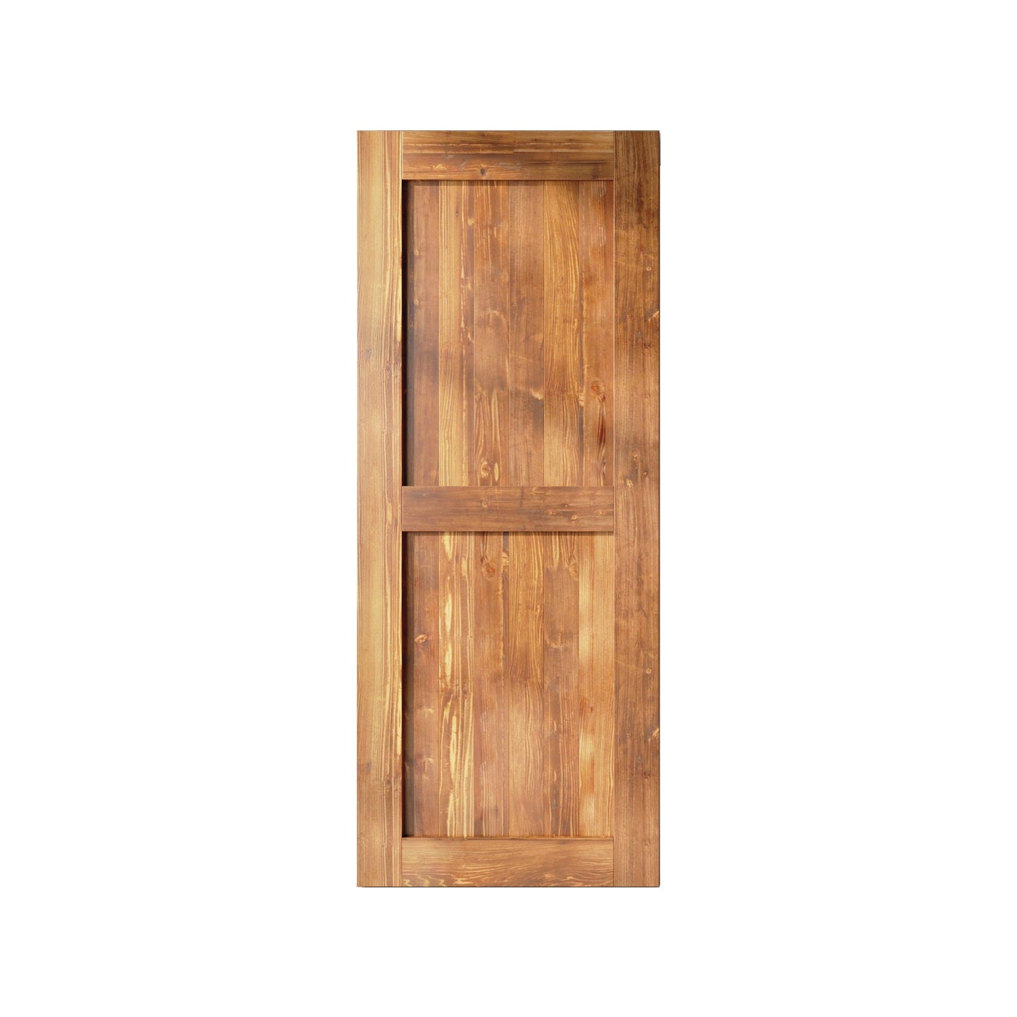 HOMACER 34-in x 84-in Early American Mid-Bar Pine Wood Solid core Single Barn Door (Hardware Not Included)