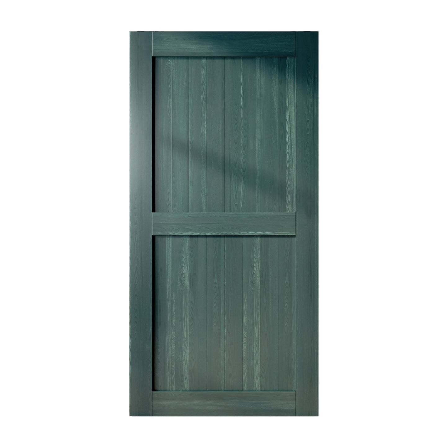 HOMACER 48-in x 84-in Royal Pine Mid-Bar Pine Wood Solid core Single Barn Door (Hardware Not Included)