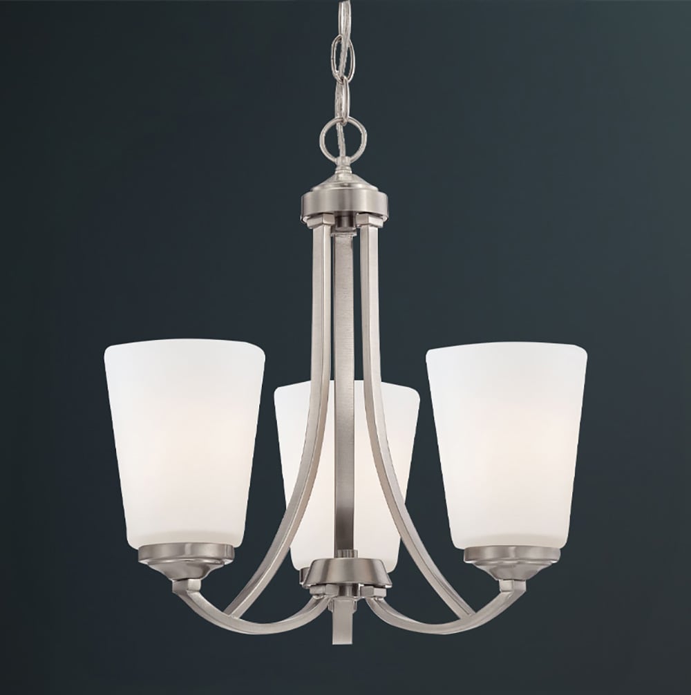 Minka Lavery Overland Park 3 -Light Brushed Nickel Transitional For Use in Bedrooms, Dining Rooms, Foyers, Kitchens, Living Rooms Chandelier 1664527