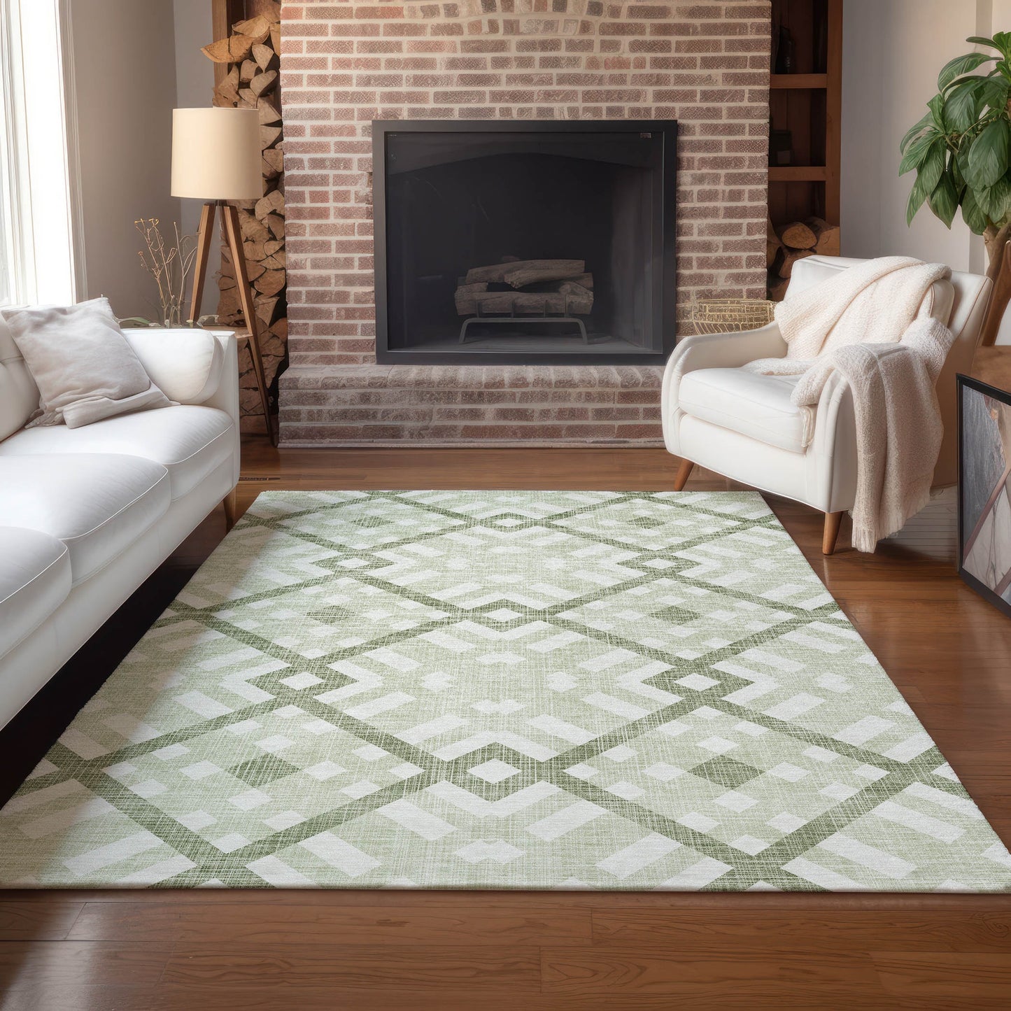 Addison Rugs Chantille ACN616AL 8 x 10 (ft) Aloe Rectangular Indoor/Outdoor Abstract Machine washable Area rug