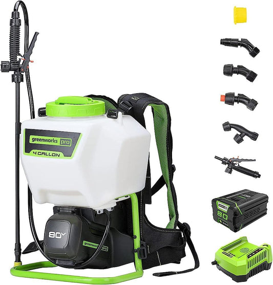 Greenworks - 80V 4 Gallon Backpack Sprayer with 2Ah Battery & Charger - Green