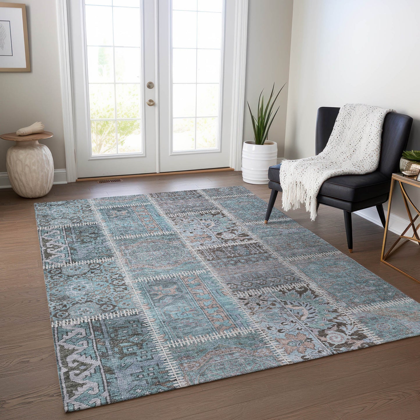 Addison Rugs Chantille ACN635TE 8 x 10 (ft) Teal Rectangular Indoor/Outdoor Geometric Machine washable Area rug