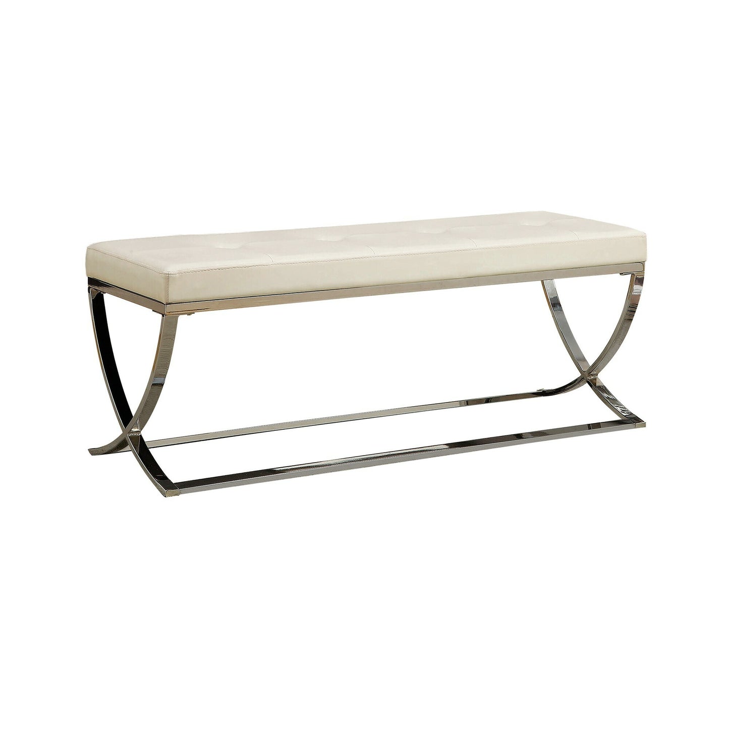 Benzara Modern White Accent Bench 48-Inches x 16-Inches x 18.5-Inches