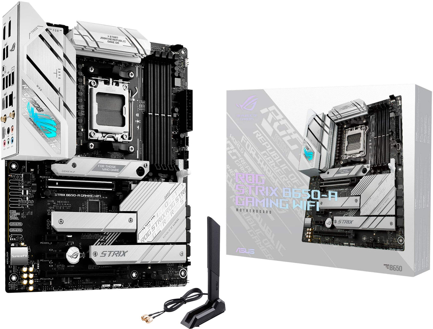 ASUS - ROG STRIX B650-A GAMING WIFI (Socket AM5) AMD B650 ATX DDR5 Wi-Fi 6E Motherboard - White