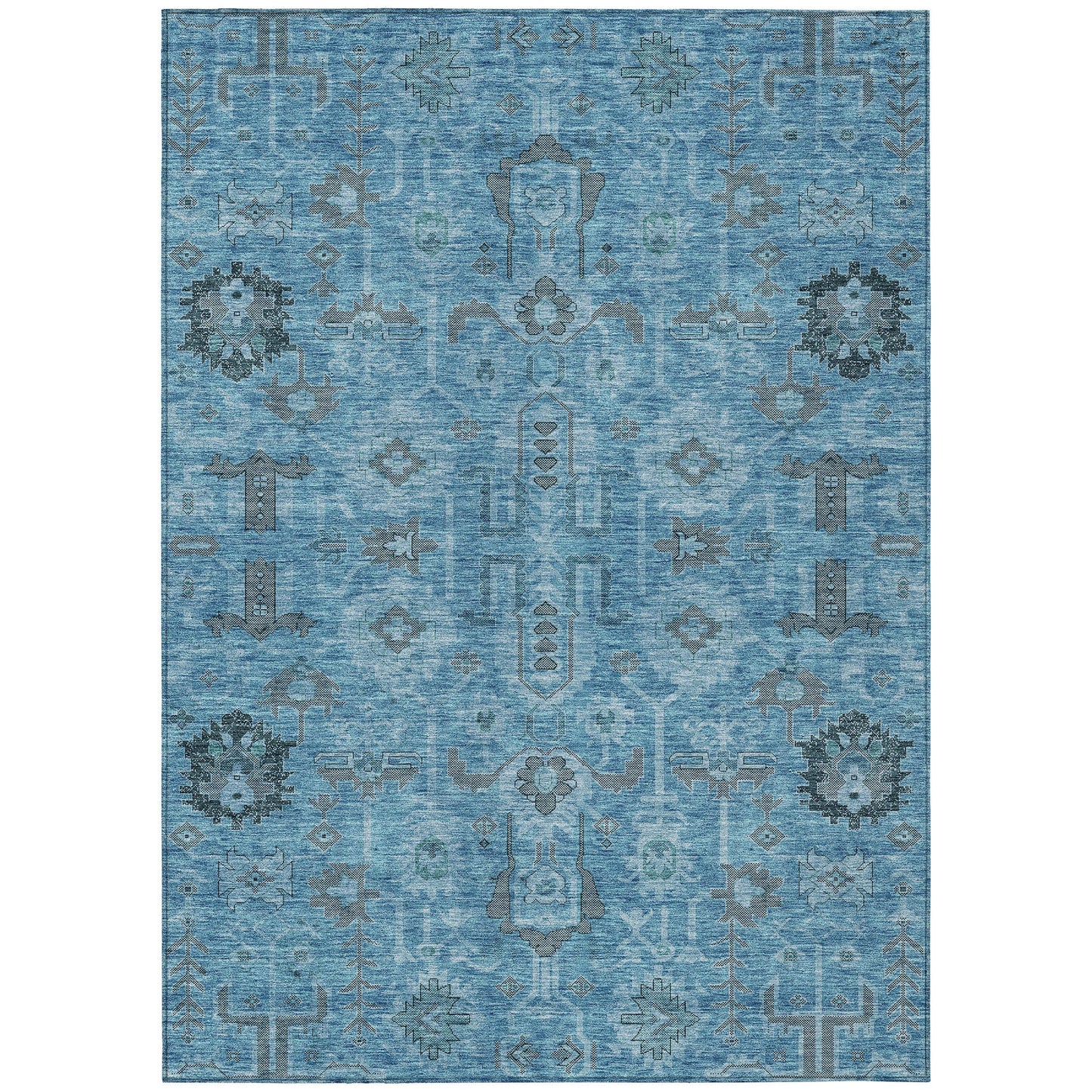 Addison Rugs Chantille ACN697BU 10 x 14 (ft) Blue Rectangular Indoor/Outdoor Geometric Machine washable Area rug
