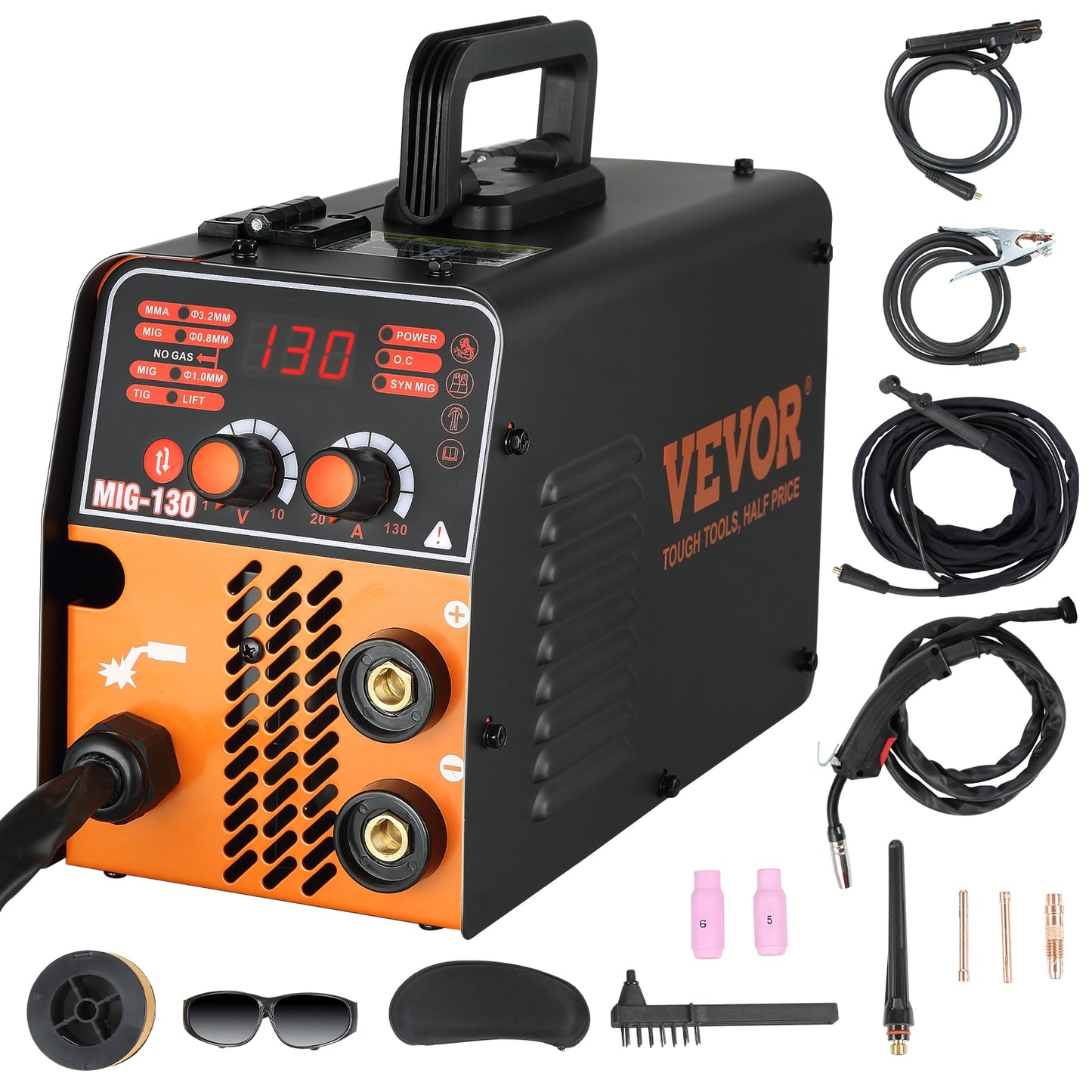 VEVOR 120 or 230-Volt 50-Amp Mig Flux-cored Wire Feed Welder DHJWQSHMIGTIGBKDNV1