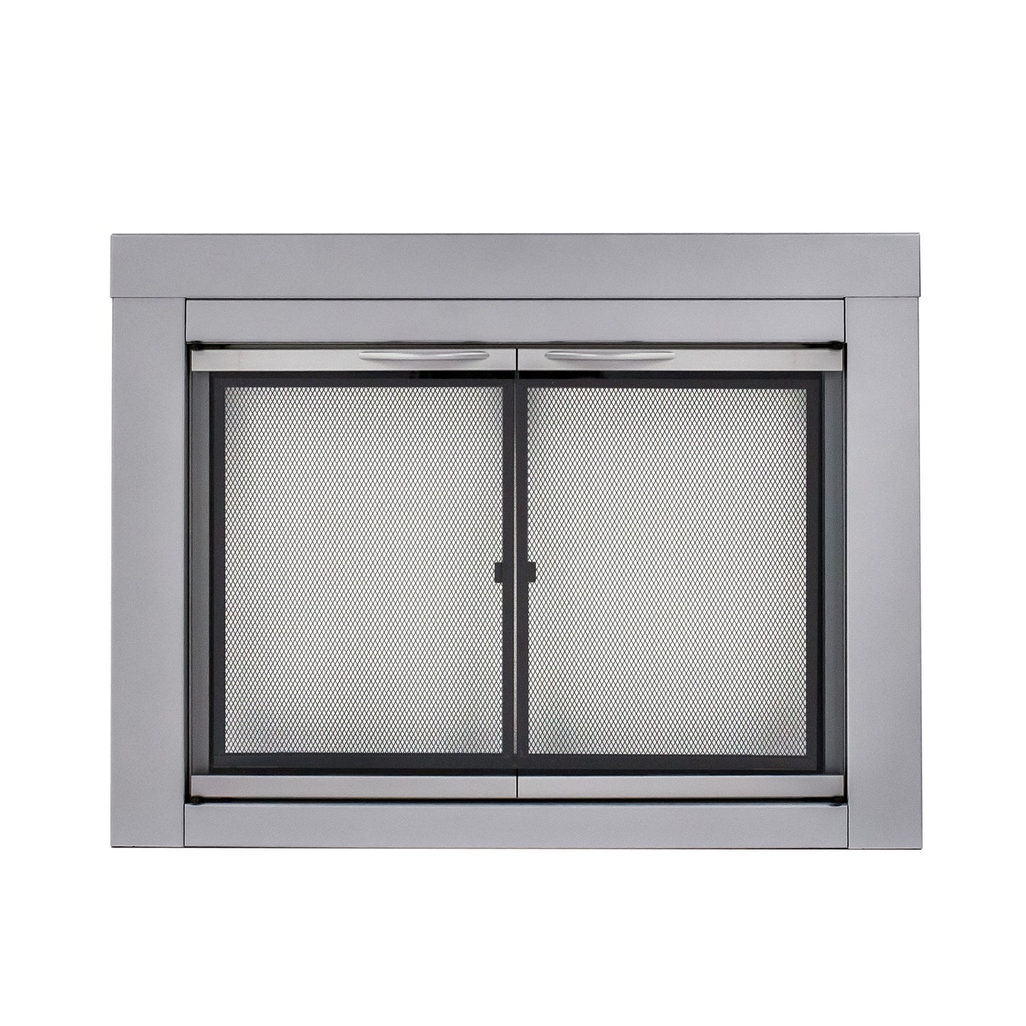 Pleasant Hearth Alpine Skyline Nickel Large Cabinet-style Fireplace Doors with Clear Tempered Glass AN-1012SN