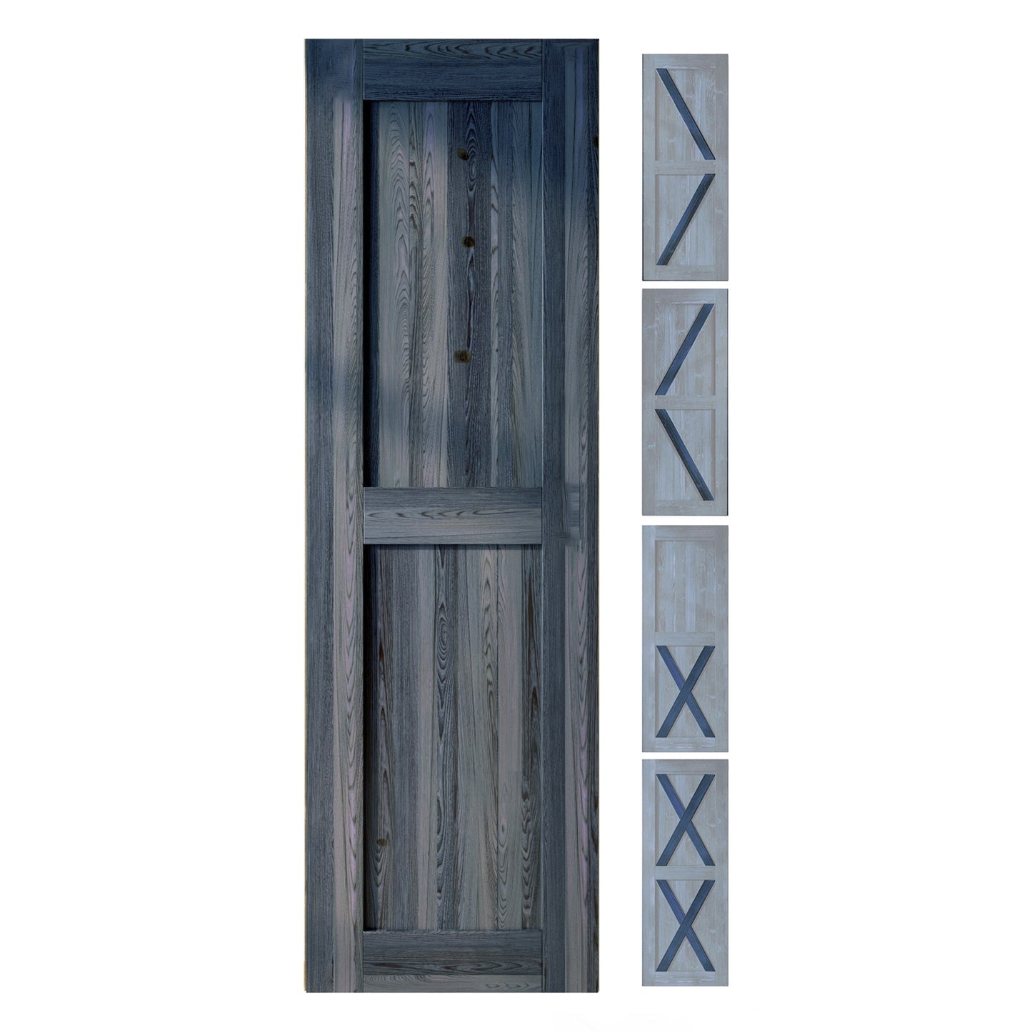 HOMACER 26-in x 80-in Navy Pine Wood Solid core Single Barn Door (Hardware Not Included)